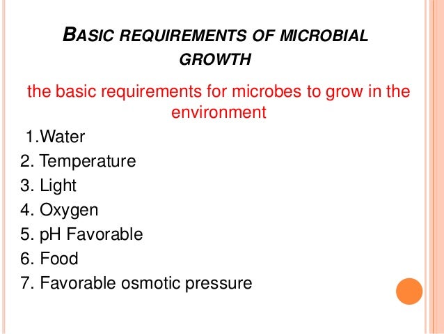chemical requirements for microbial growth oxygen requirements for bacterial growth
